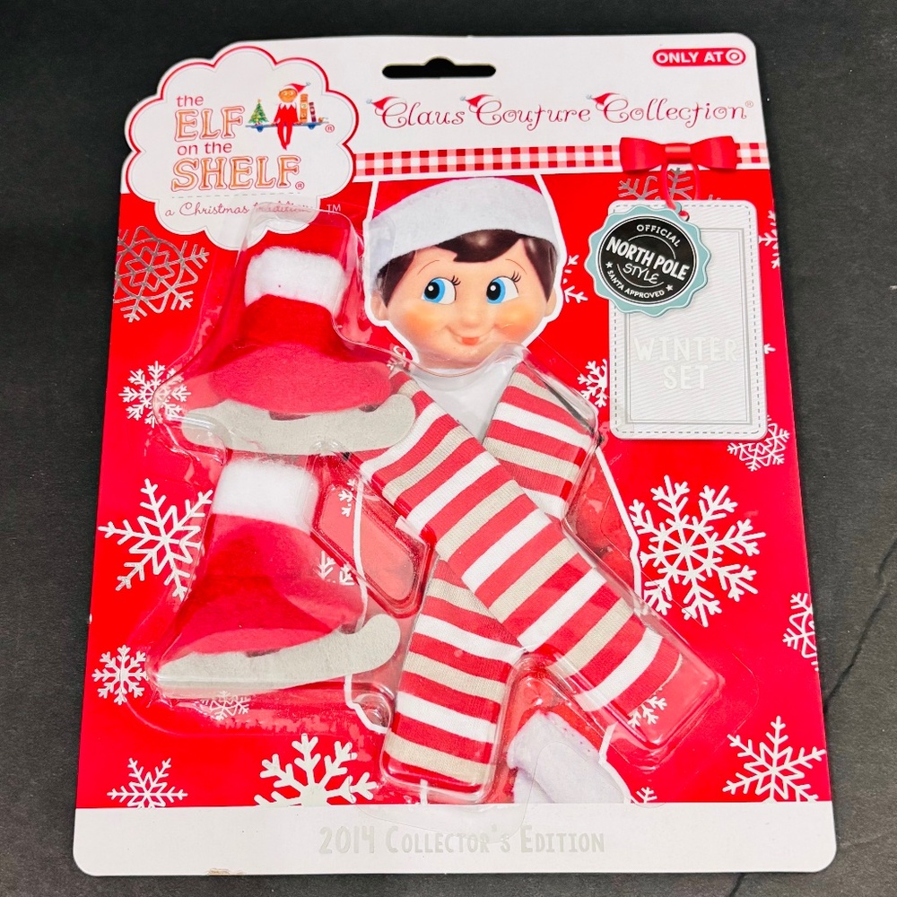 NEW Elf on The Shelf Claus Couture Collection 2014 Winter Set Scarf and Ice Skat